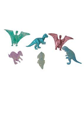Lot 6 Iridescent Mini Dinosaur Toys Plastic Pterodactyl T Rex Party Favor